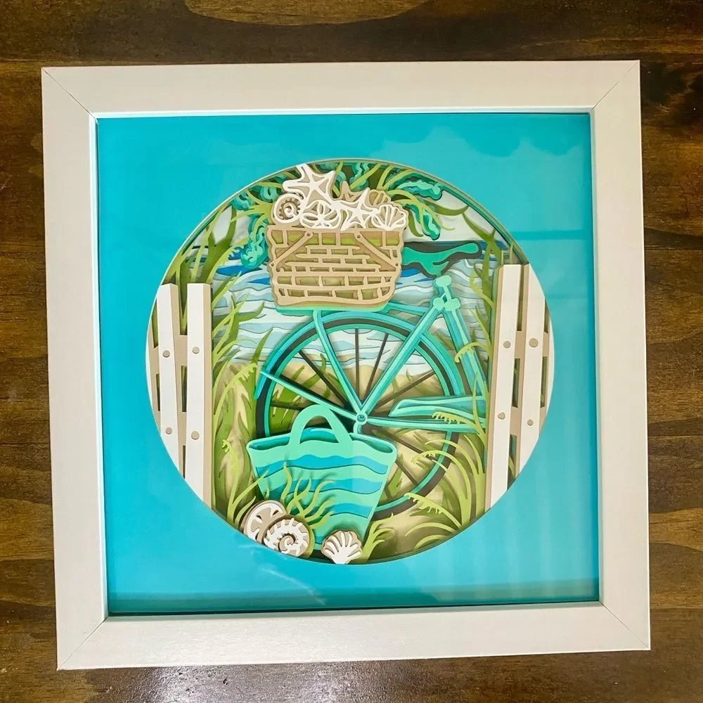 3D Blue Beach Bike Shadowbox